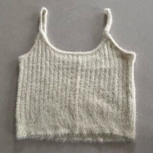Aeropostale Fuzzy Knit Cream Camisole Tank Top Sz. Large